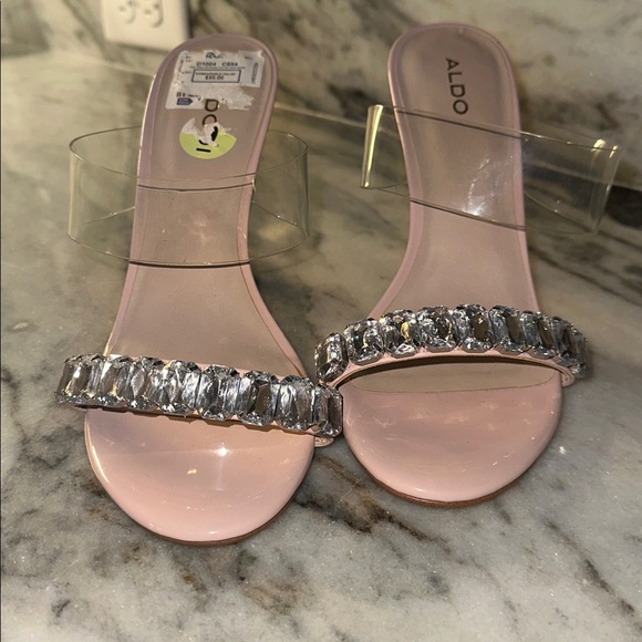 Aldo Size 9 Nude Heels with Crystal Embellishments - Picture 3 of 6